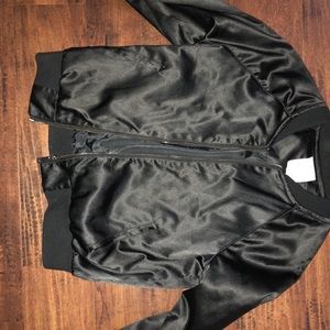 Black silk bomber